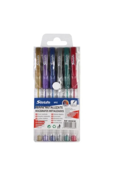 OEM Στυλό Metallic 0.7mm σετ 6 χρώματα Stelan 999838