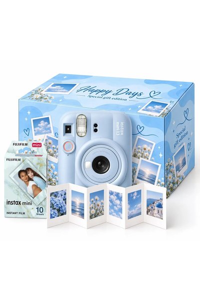 Fujifilm Pachet cadou Instax Mini 13 Albastru – Cameră foto, Film, Cutie Happ...