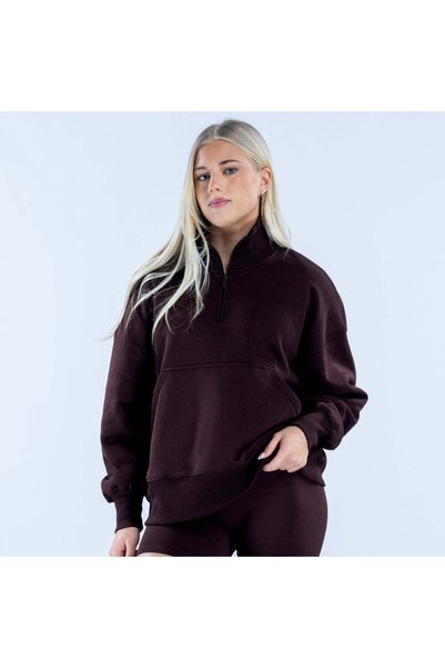 DFYNE Signature and Zippered Sweatshirt Chocolate Brown