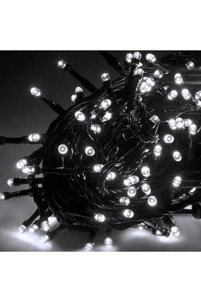 OEM Λαμπάκια γιρλάντα 100 LED ψυχρό λευκό φως εξωτερικού χώρου με 8 λειτουργί...