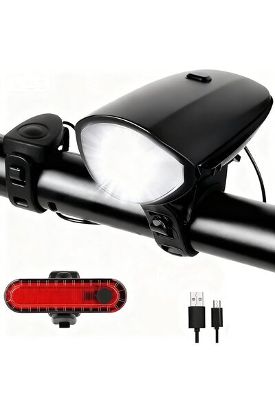 Generic مجموعة مصابيح الدراجة، مصباح أمامي وخلفي قابل لإعادة الشحن عبر USB مع...