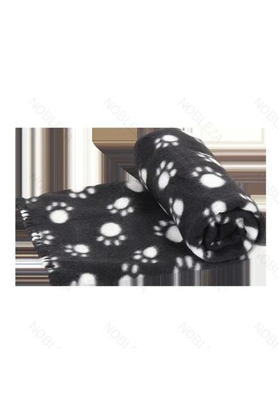 OEM Κουβέρτα κατοικιδίων σε σχέδιο Paw Print L120*W100 εκ. Medium σε μαύρο χρώμα