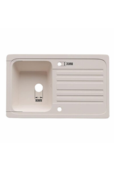 aquamarin Set chiuvetă de bucătărie din compozit cu cuarț, bej, 75,9 x 45,9 c...