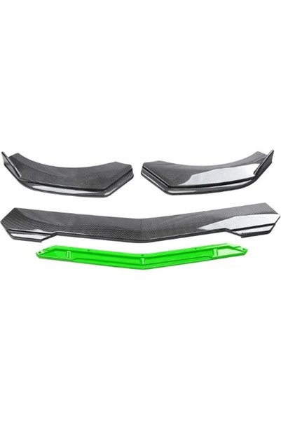 OEM Σετ 5 τεμάχια Universal μπροστινό χείλος σπόιλερ Carbon / σε πράσινο χρώμα