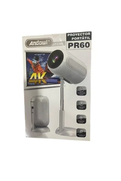 Andowl Φορητός προβολέας LED 4K ανάλυσης Full HD PR60 σε λευκό χρώμα