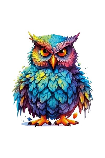 OEM Ξύλινο Puzzle κουκουβάγια με πολύχρωμα φτερά LARGE 45x45 εκ. 170-210 κομμ...