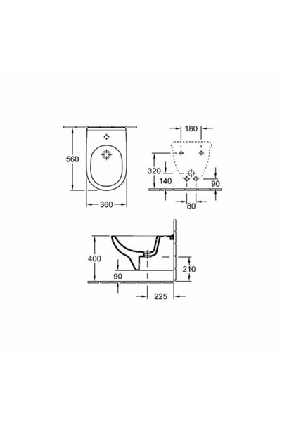 Vivis Bidet suspendat O.NOVO 360x560, cu orificiu pentru baterie, Alb Alpin