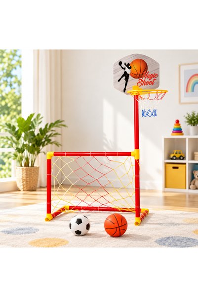 NUNU 2'si 1 Arada Çocuk Futbol Kalesi ve Basketbol Potası Eğitici Eğlenceli S...