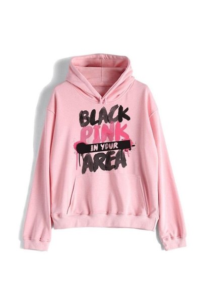 Vordevia Blackpink Printed Cotton 3 Thread Threaded Oversize Sweatshirt