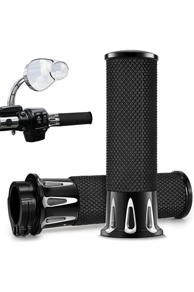 Generic Universal Motorcycle Handles Grips, 1" Motorcycle Hand Grips Black Ch...
