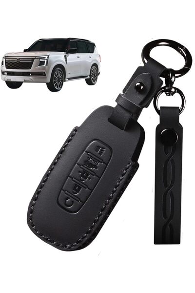Generic 5 Buttons Premium Leather Key Fob Cover Protector Compatible with Nis...