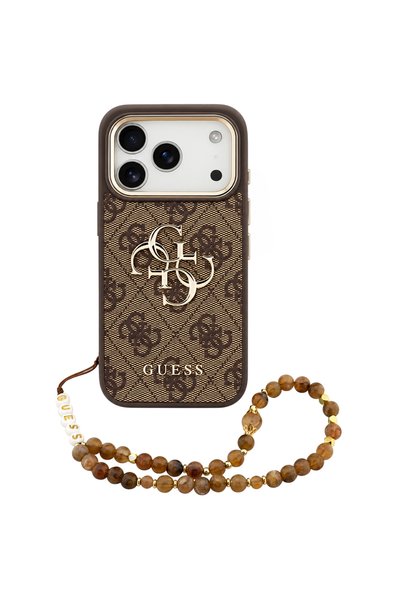 Guess Θήκη για iPhone 17/18 Pro 4G με Κλασικό Λογότυπο και Λουράκι, Καφέ