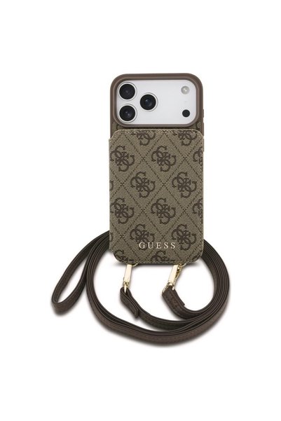 Guess Θήκη για iPhone 17/18 Pro Max 4G, Χιαστί, με υποδοχή καρτών, Καφέ