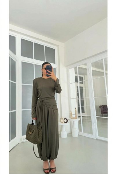 solena sln Women's Padded Blouse with Elastic Waist and Tie Detail, Shalwar D...
