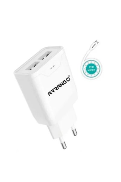 OEM Φορτιστής 2.1Α με 2 θύρες USB και καλώδιο Micro 1m Arrango AC79817