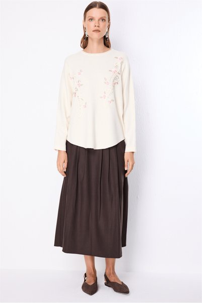 on Glittery Knitwear Sweater with Embroidery Detail 10313