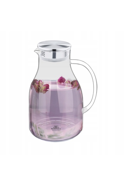 Wilmax Carafa apa cu capac metalic, 2500 ml, Sticla termorezistenta, ulcior s...