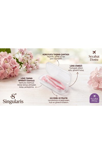 Singularis Pembe Pratik Lens Takma Aparatı - Hijyenik Vantuz ve Cımbız Seti