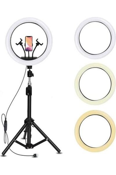 OEM Φωτιστικό LED για Selfie 36 εκ. (Τρία λευκά) + Βάση Τρίποδα 200 εκ.