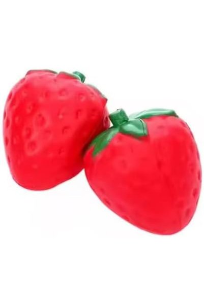 Generic كرة ضغط على شكل فراولة، لعبة مطاطية حمراء للضغط عليها