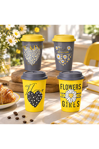 idei Portable ceramic mug with silicone lid, volume 380ml, modern design with...