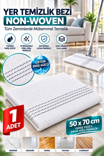 grimorlife 1 Adet Büyük Boy Yer Silme Bezi 50x60 cm – Mandal Mop Uyumlu, Kolay Sıkılabilir Mikrofiber Temizlik Bezi