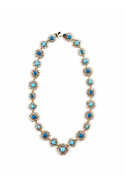 Sacha Accessories Turquoise Stone Gold Necklace