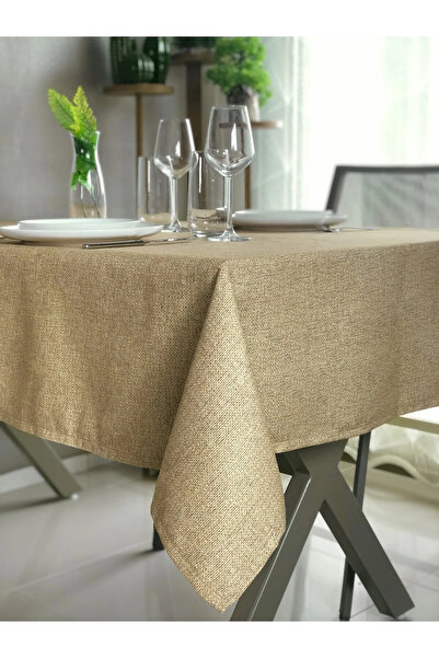 desenizmir Jute Pattern Tablecloth 130X280 cm for 8-10 People