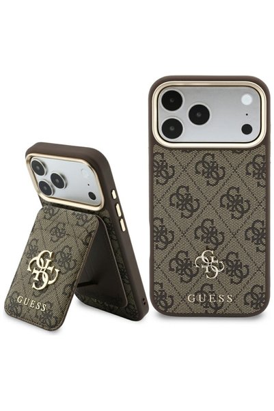 Guess Husă pentru iPhone 17/18 Pro Max 4G cu slot pentru carduri MagSafe, Maro