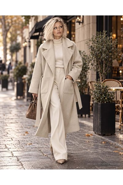ibeeka Γυναικεία Ένδυση Νέα Σεζόν TTIMELESS ELEGANCE |   Εκρού Υπερμεγέθης Μα...