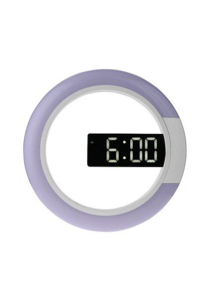 Noonedibs Ceas de perete cu lumină LED, 7 culori, afișaj deșteptător cu tempe...