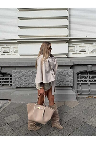 FUNDA AKIN Mi Luz Women's Heeled Boots with Dust Cover Detail in Beige Suede