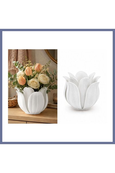 Generic Brand Vază cu frunze de lotus cu imprimeu 3D – Vază decorativă pentru...