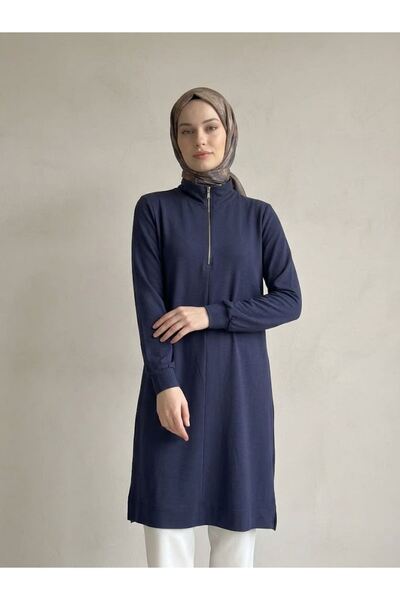Lunsera Store فستان بيك بتفاصيل سحاب - أزرق داكن