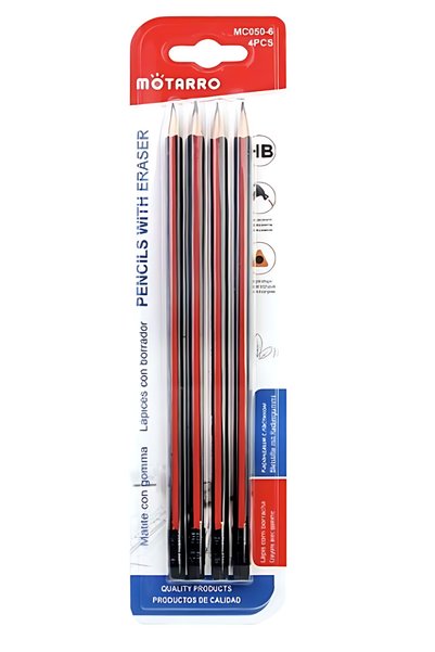 OEM Μολύβια HB με γόμα 4 τεμάχια Motarro MC050-6