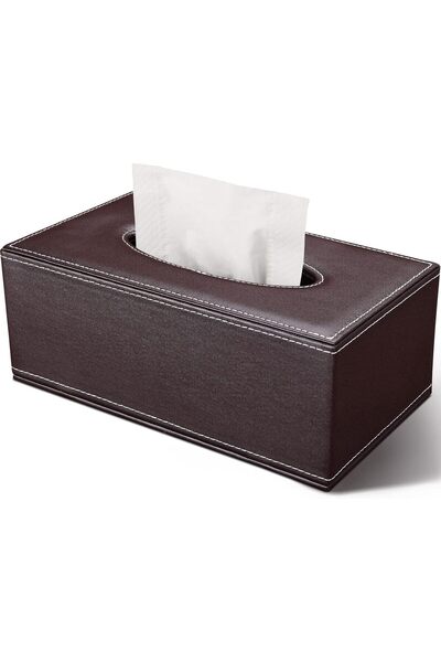 Generic Fashion PU Leather Tissue Box Holder Black with lid, Rectangular Napk...