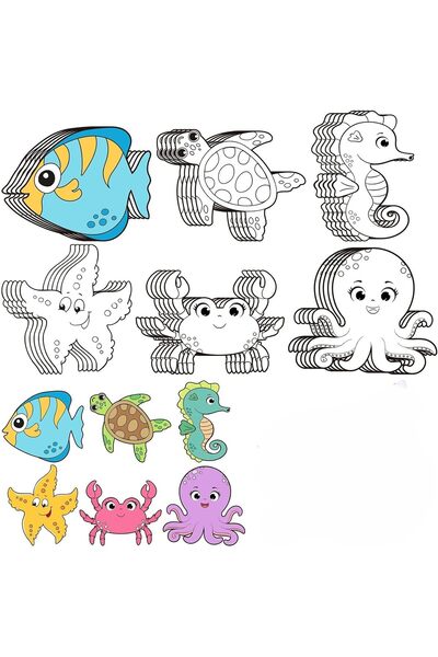 Generic 30 Sets Ocean Animal Crafts for Kids, Color Your Own Under The Sea Ma...