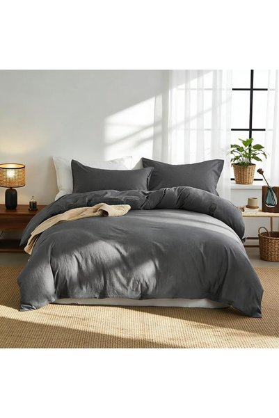 Simple&Opulence طقم غطاء لحاف 100% قطن مغسول، مريح وناعم وقابل للتنفس، ذو ملم...