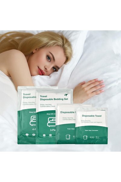 Generic 4 PCS Disposable Bed sheets + 2 Towel+1 Bath Towel Comfortable Breath...