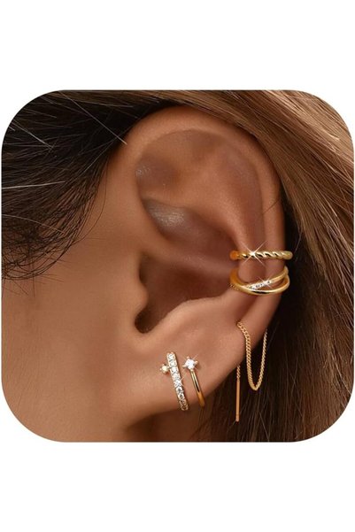 Generic أقراط أذن سميكة أو رفيعة بدون ثقب للنساء