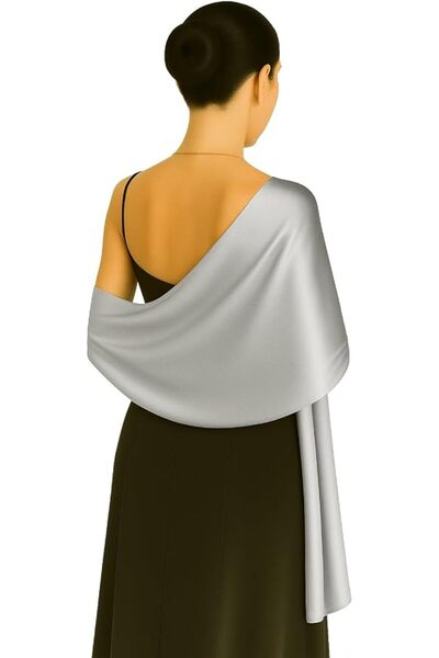 SHANLING Shanlin Silk Feel Long Satin Patterned & Solid Color Scarves for Wom...