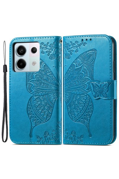 XGSM Husă tip carte pentru Xiaomi Redmi Note 13 Pro 5G, Fluture, Albastru