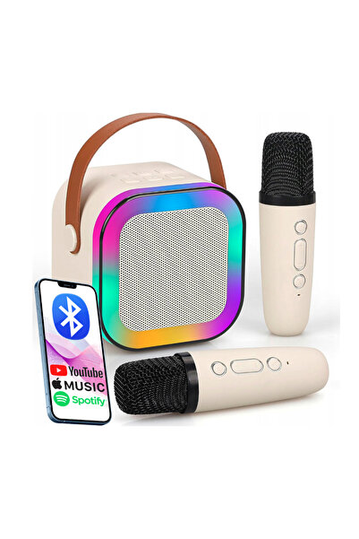 SERSIMO Set karaoke wireless cu 2 microfoane pentru duet și boxă portabilă Bl...