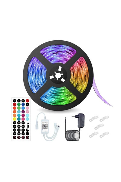 Mihai Kit Banda LED RGB Andowl Q T168 de 5 Metri Sincronizare Muzicala Blueto...