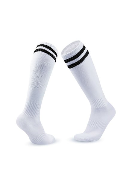 Choice 26-34 A--جوارب رياضية بيضاء وسوداء من Loogdeel، زوج واحد، مقاسات 26-45، جوارب ضاغطة للأطفال لكرة القدم، قابلة للتمدد، تصل إلى الركبة.