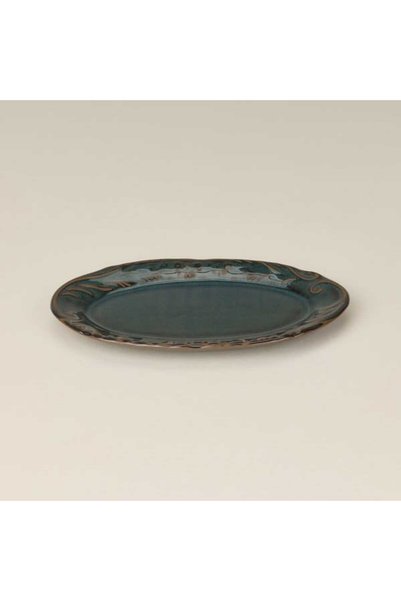 Evidea Kitchen Rustic Oval Kayık - Yeşil - 20 cm