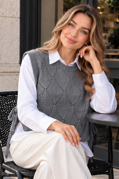 benguen Patterned Knitwear Sweater N520 Gray