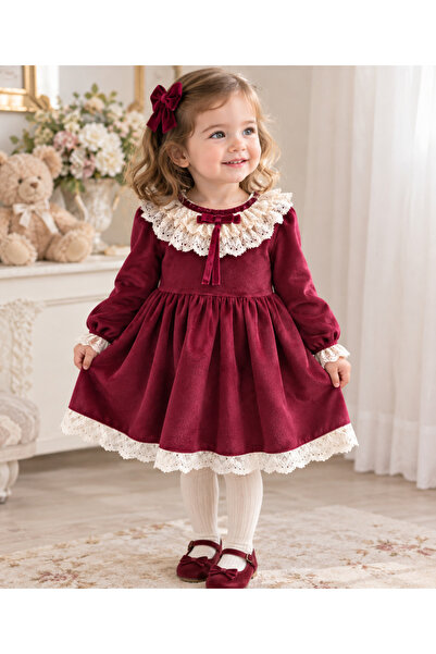 amante kıds Vintage Baby Dress Kraliçe Elbise Kız Bebek Pamuklu Astarlı Kadif...