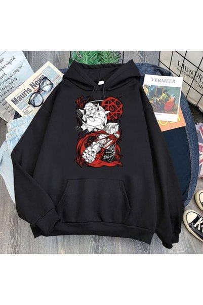 Vordevia Fullmetal Alchemist Printed Cotton 3 Thread Threaded Oversize Sweats...