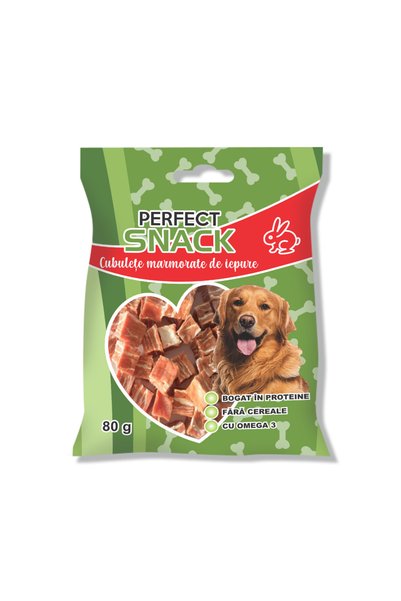 PERFECT Кучешки лакомства, Меки заешки кубчета, 80гр